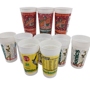 Vintage Seattle SuperSonics Cups Lot of 10 Inaugural Season 1995 1996 NBA